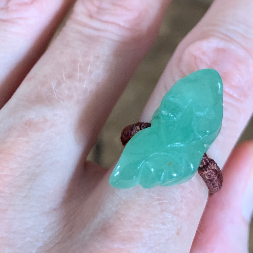Gorgeous Vintage Jade Ring On Brown Macrame Ring💚💚💚